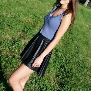 Black Mini Skirt Faux-Leather Halloween Costume Pleather Short